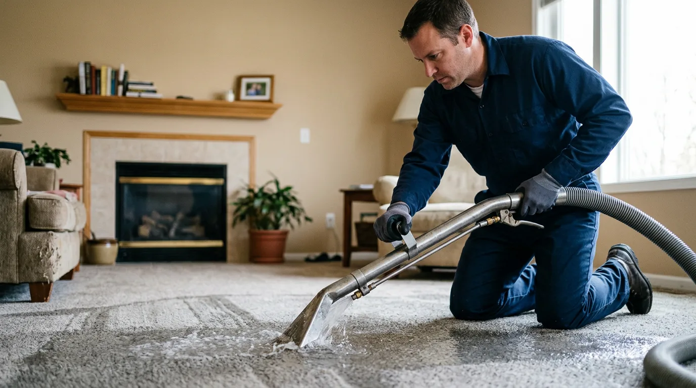 Water damage restoration technician working near Waco, GA